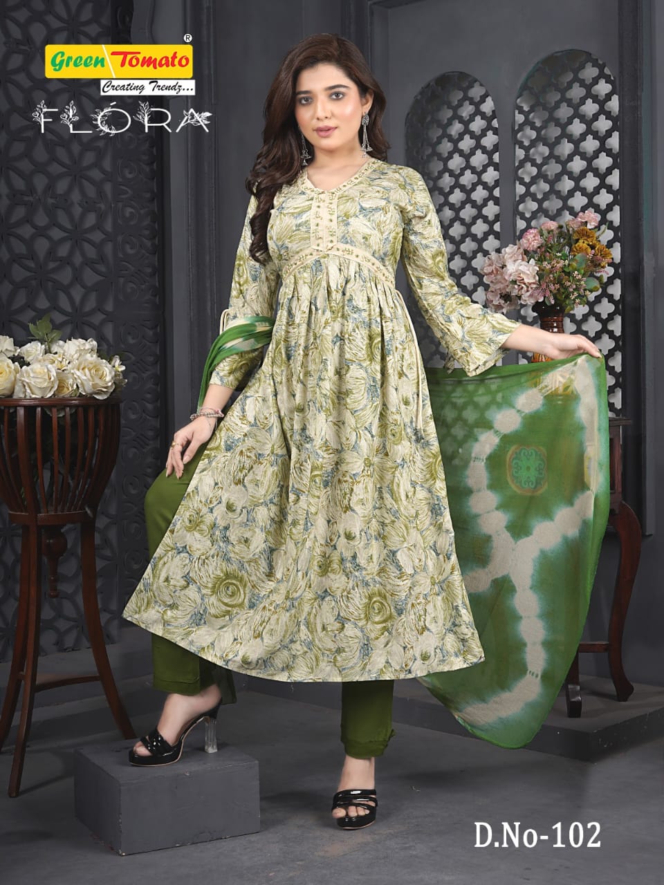 Green Tomato Flora Aaliya Cut Readymade Suits
